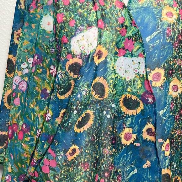 Sheer Coverup Abstract Artsy Vacation Colorful Abstract Art To Wear Swim 2X - Picture 9 of 10